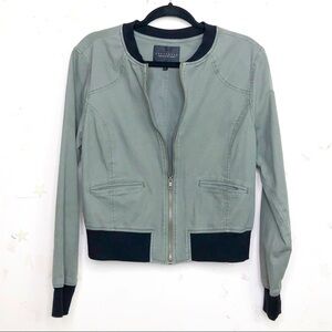 SANCTUARY olive green and black Front zipper bomber jacket